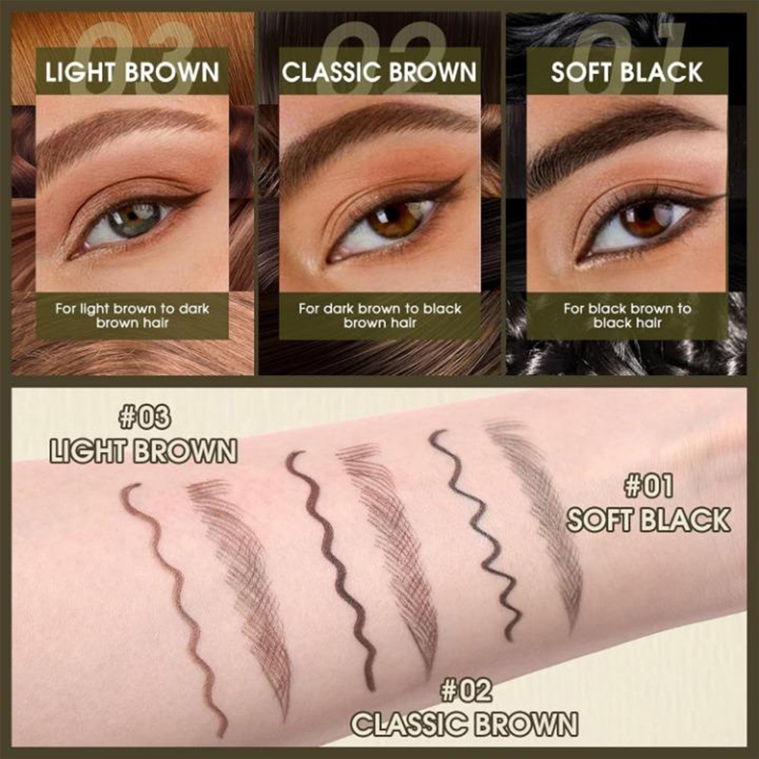 Cross-border Popular Eyebrow And Eyeliner 2-in-1 Waterproof Three-dimensional Smooth And Quick-drying Eyebrow Eyeliner 2 In 1