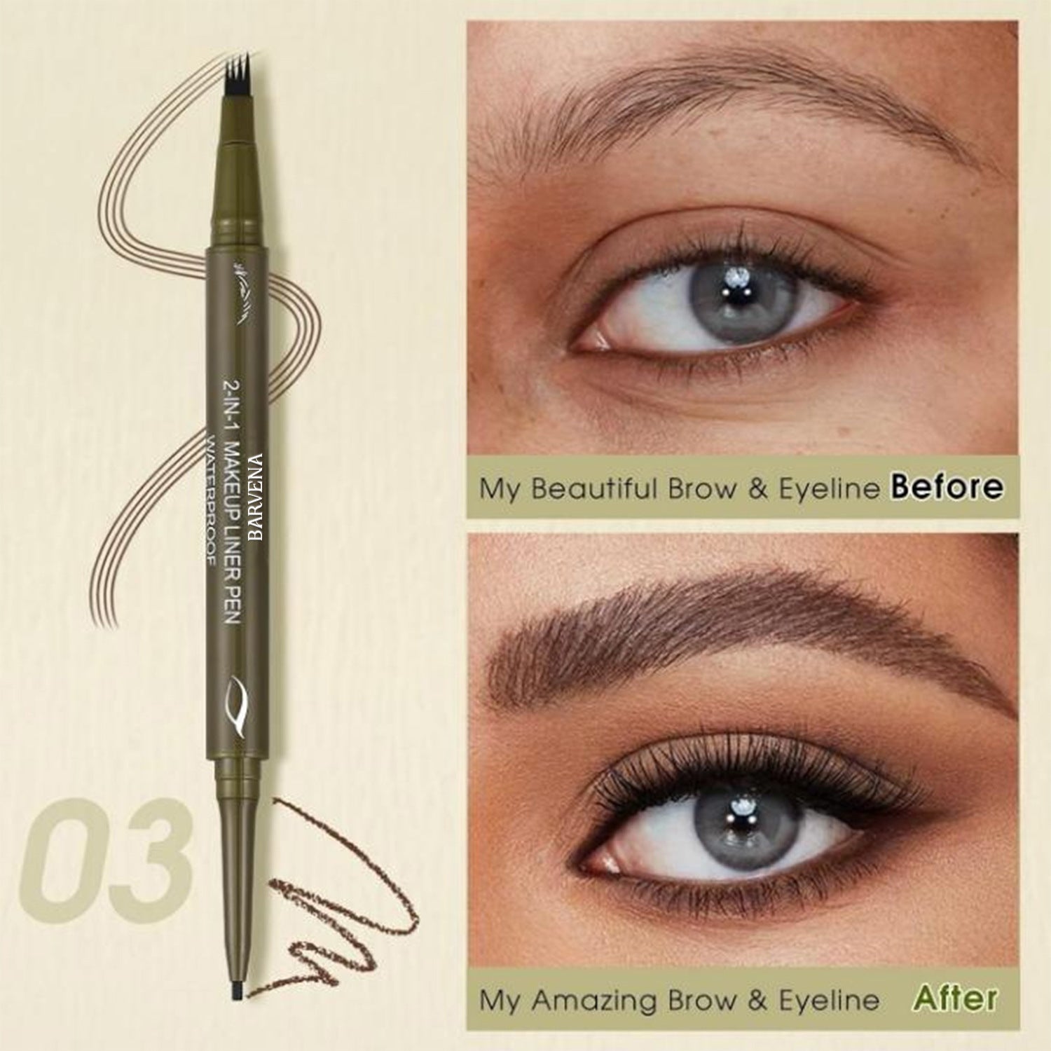 Cross-border Popular Eyebrow And Eyeliner 2-in-1 Waterproof Three-dimensional Smooth And Quick-drying Eyebrow Eyeliner 2 In 1