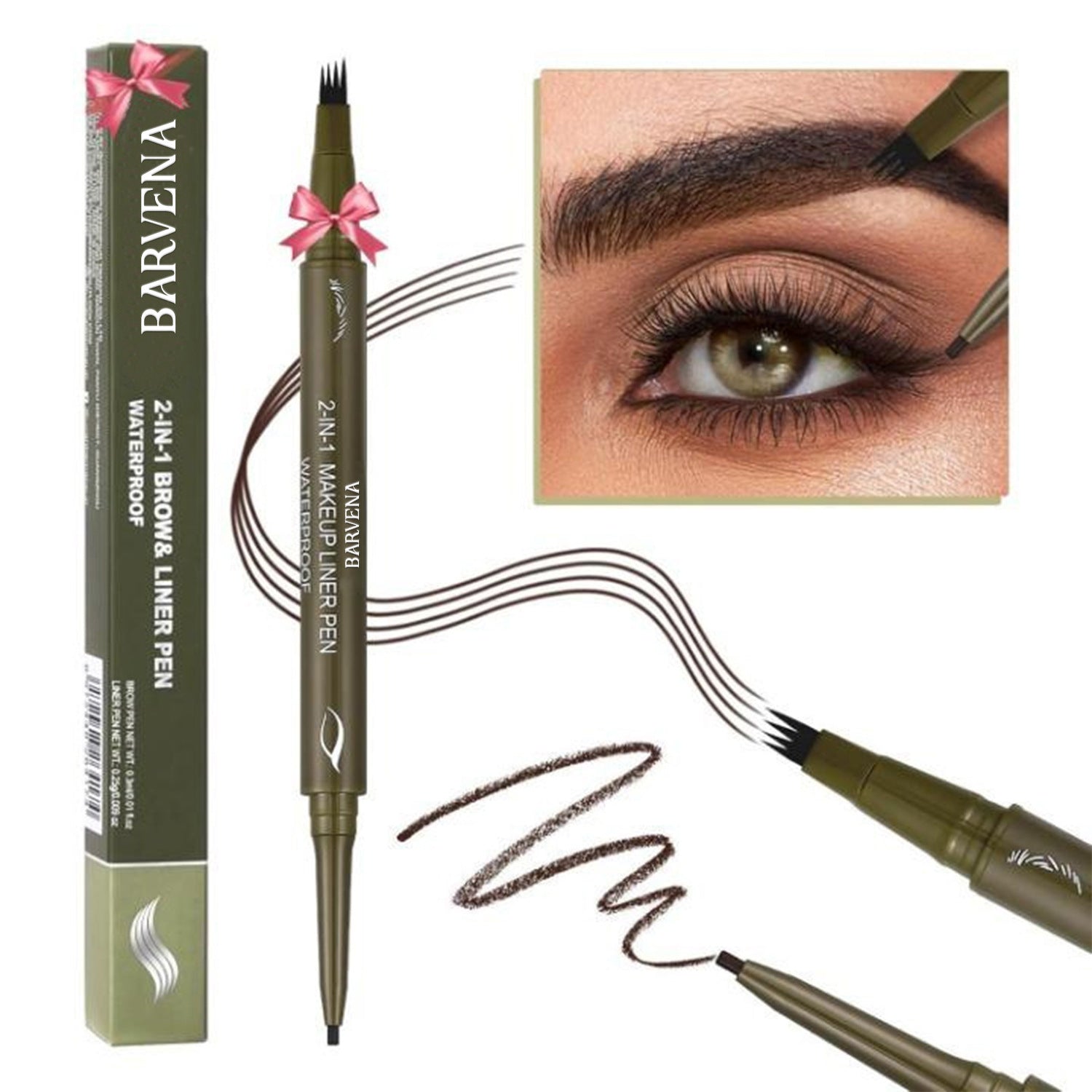 Cross-border Popular Eyebrow And Eyeliner 2-in-1 Waterproof Three-dimensional Smooth And Quick-drying Eyebrow Eyeliner 2 In 1